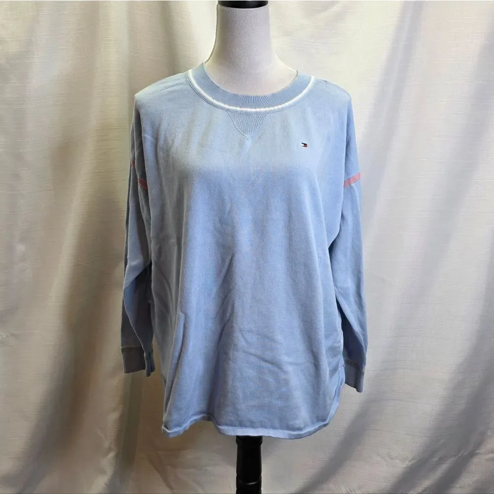 Tommy Hilfiger Pale Blue Oversized Cotton Sweater Size Large